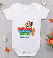 BK Kids İsimli Babamı Aratmayın Bana Tasarımlı Bebek Body Zıbın - Model 1