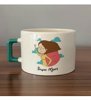 Süper Mom Pelerin Baskılı Yeşil Kulplu C Fincan