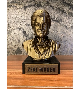Zeki Müren Büst Figür – 13 cm Altın Sarısı Koleksiyonluk Heykelcik & Dekoratif Masaüstü Süsü