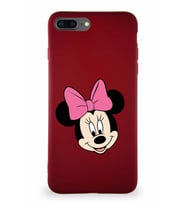 Apple iPhone 7 Plus Soft Premier Kapak Minnie Mouse-C Tasarımlı Silikon Kılıf - Mürdüm (Şeffaf)