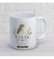 Kişiye Özel Başak Burcu Tasarımlı İsimli Seramik Kupa Bardak