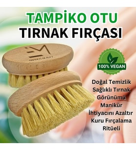 %100 Vegan Tampiko Otu Tırnak Fırçası Doğal Temizlik Sağlıklı Tırnak Görünümü Kuru Fırçalama Ritüeli