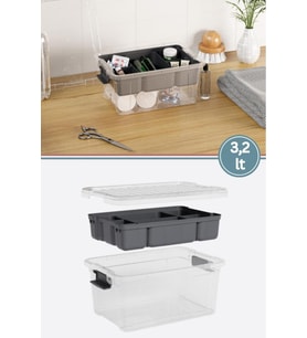 Kilitli Bölmeli Saklama Kutusu, Bujiteri Takı İlaç Dikiş İp Kırtasiye Oyuncak Organizer 3,2 Litre