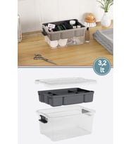 Kilitli Bölmeli Saklama Kutusu, Bujiteri Takı İlaç Dikiş İp Kırtasiye Oyuncak Organizer 3,2 Litre