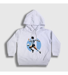 Presmono Unisex Çocuk Beyaz Futbol Run Maradona Kapüşonlu Sweatshirt 51319tt