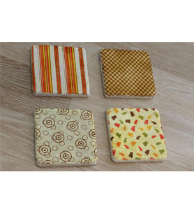 Geometrik Minimal Desenler Doğal Taş Bardak Altlığı 4'lü set - Natural Stone Coasters