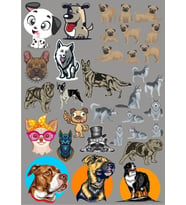 Köpekler Sticker Set-16 19 Parça Telefon, Tablet, Defter, Laptop Sticker
