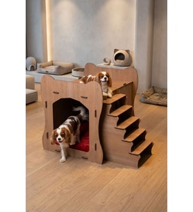 Köpek Kulübesi Ahşap Köpek Evi Ceviz Renk Model 3