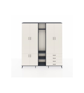 Arges Gardrop 14 Raflı 4 Çekmeceli Tek Askılı 220x30x243 Antrasit-Aytaşı