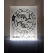 Balık Burcu Kişiye Özel Isimli Dekoratif Led Lamba - Kablolu Adaptörlü - Beyaz Işıklı