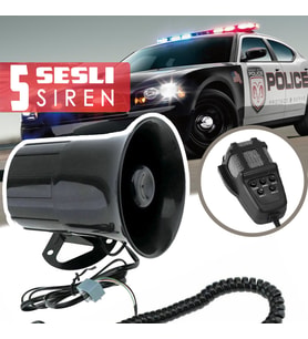 Her Araçla Uyumlu Megafonlu 5 Sesli Polis Sireni C9