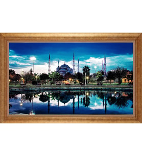 Çerçeveli Paspartulu Manzara Tablo bm0846 (Gold)