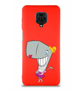 Xiaomi Redmi Note 9S Soft Premier Kapak Pearl Yengeç Tasarımlı Silikon Kılıf - Kırmızı (Şeffaf)