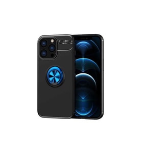 Apple iPhone 13 Pro Uyumlu Kılıf Zore Ravel Silikon Kapak (Siyah-Mavi)
