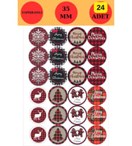 24 Adet - Ekoseli Yılbaşı Sticker - Ekose Sticker - Yılbaşı Hediyesi - Yılbaşı Süsleri - Paketleme S