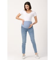 Busa Hamile Mom Fit Kot Pantolon Açık Mavi