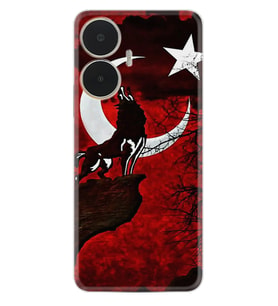 Realme C55 Kılıf Resimli Desenli Baskılı Silikon Wolf and Moon 2 1381
