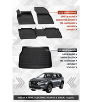Sahler Nissan X-Trail Elektrikli 2022+ 7 Koltuklu Uyumlu Premium Havuzlu Oto Paspas ve Liner Bagaj Havuzu