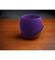 3D Baskı Küre Saksı - Kafes Dokulu İki Parçalı Dekoratif Saksı - Mor-Kahverengi