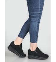 Konfores 1662 Anatomik Tabanlı Fermuarlı Bayan Sneakers Ayakkabı (Süet Siyah)