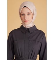 Belli Fresh Monogram Jakarlı Eşarp 2-73 Pudra Monogram Desenli