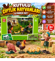 Kutulu Çiftlik Hayvanları 6 Parça Tavuk Horoz Civciv Oyuncak Seti