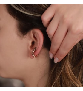 Dikdörtgen Sarı Zirkon Taşlı Rose Gold Kaplama Gümüş Kıkırdak Küpe