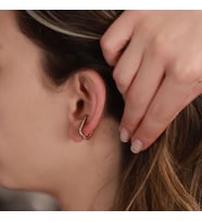 Dikdörtgen Sarı Zirkon Taşlı Rose Gold Kaplama Gümüş Kıkırdak Küpe