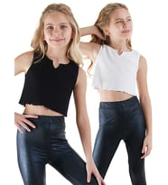 Kız Çocuk Siyah Beyaz Crop Atlet 2'li Takım