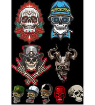 İskelet Sticker Set-4 9 Parça Telefon, Tablet, Defter, Laptop Sticker