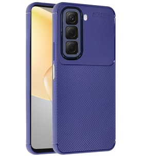 İnfinix Hot 50 4G Kılıf Karbon Silikon Case Kapak (Lacivert)