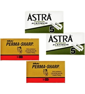 Lexroo 2 Adet 5'li Kutu Astra ve 2 Adet 5'li Kutu Permasharp Çift Taraflı Tıraş Bıçağı