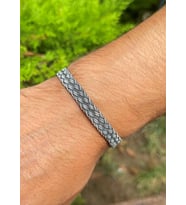 Gümüş Kazaziye El Örgüsü Gümüş Bileklik BIL2005 : Siyah - 17 cm : Gümüş - 19 cm : Siyah - 20 cm : Siyah - 19 cm : Siyah - 21 cm (Siyah)