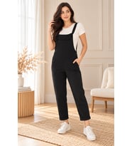 Palena PLNL6160 – Örme Kumaş Ön Cepli Salopet - Siyah