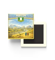 Retro Nijerya Abuja Şehri Temalı Vintage Buzdolap Magneti – 9x9 cm