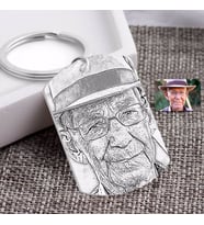 BK Gift Kişiye Özel Tam Boy Karakalem Büyükbaba Karikatürlü Pleksi Anahtarlık-1 (Beyaz)