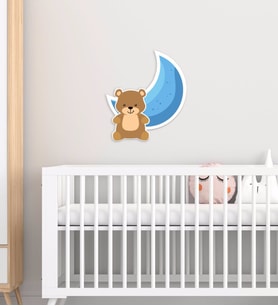 BK Gift Sevimli Ayı Tasarımlı Çocuk Odası Ahşap Duvar Süsü-1 (Beyaz)