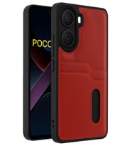 Pilelistore   Xiaomi Poco X7 Pro Kılıf Sara Kartvizitli Deri Kılıf - Kırmızı