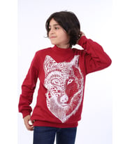 Toontoy Erkek Çocuk Kurt Baskılı Sweatshirt (Bordo)