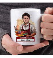 En Başarılı Erkek Resim Öğretmenine Hediye Karikatürlü Bardak