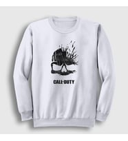 Presmono Unisex Beyaz Skull Call Of Duty Sweatshirt 27316tt (Beyaz)