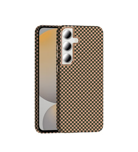 Galaxy S24 FE Kılıf M-safe Şarj Özellikli Karbon Fiber Görünümlü Gros Kapak Desert Titanyum