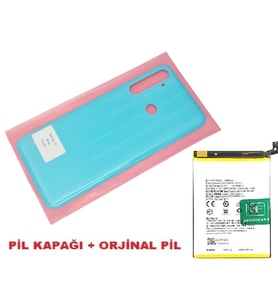 Tkgz Oppo Realme 6İ Arka Pil Batarya Kapağı + PİL (CAM) MAVİ