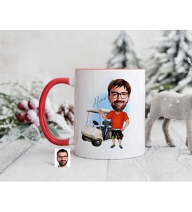 Bk Gift Kişiye Özel Golf Oyuncusu Karikatürlü Kırmızı Kupa Bardak-8, Sevgiliye Hediye, Arkadaşa Hediye
