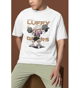Tasarım Monkey D. Luffy Gear 5 Bodybuilding Fitness Temalı Baskılı Unisex Oversize Anime Tişört