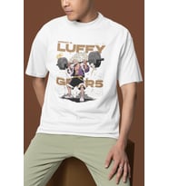 Tasarım Monkey D. Luffy Gear 5 Bodybuilding Fitness Temalı Baskılı Unisex Oversize Anime Tişört