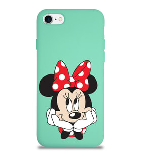 Apple iPhone 8 Uyumlu Lansman Kılıf Minnie Mouse Tasarımlı Altı Kapalı İçi Kadife Kaplı  Kapak (Şeffaf)