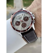 Casio CSISTE185 Kasası Gümüş Kordonu Kahverengi Renk Göstergeli Fonksiyonel Erkek Kol Saati