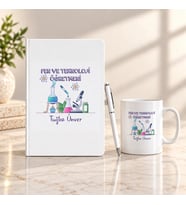 Fen ve Teknoloji Öğretmenine İsme Özel Defter Kalem ve Kupa Hediye Seti
