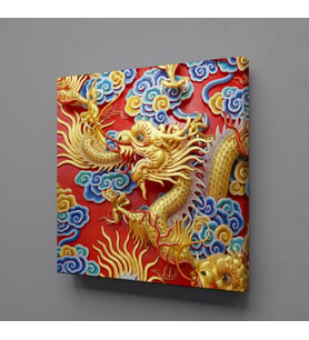 SARI EJDERHA KANVAS TABLO 60x60cm (Karışık)